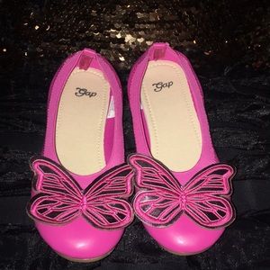 Pink butterfly ballet flats